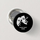 Tragedie van de comedy van het theater Black White Ronde Button 3,2 Cm (Voorkant /achterkant)