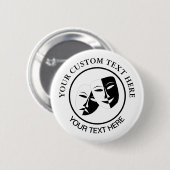 Tragedie van de comedy van het theater Black White Ronde Button 5,7 Cm (Voorkant /achterkant)