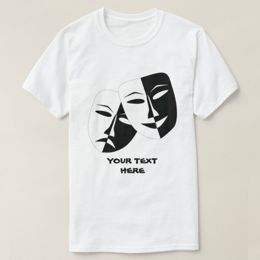 Tragedie van de comedy van het theater Black White T-shirt (Design voorkant)