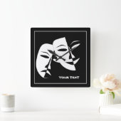 Tragedie van de comedy van het theater Black White Vierkante Klok (Huis)