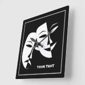 Tragedie van de comedy van het theater Black White Vierkante Klok (Hoek)