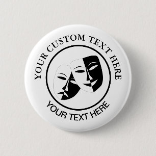 Tragedie van de comedy van het theater Zwarte Witt Ronde Button 5,7 Cm