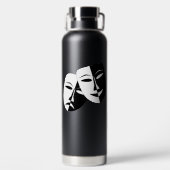 Tragedie van theatermaskers: zwart wit, aangepast  waterfles (Achterkant)