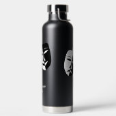 Tragedie van theatermaskers: zwart wit, aangepast  waterfles (Links)