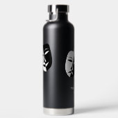 Tragedie van theatermaskers: zwart wit, aangepast  waterfles (Rechts)