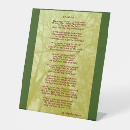 Tragedie voetsignalering reclamebord met voetstuk