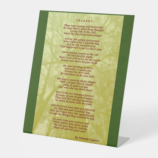 Tragedie voetsignalering reclamebord met voetstuk (Voorkant)