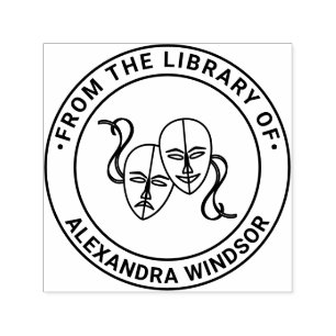 Tragedy Comedy Theatre Masks #1 Bibliotheek Boekna Zelfinktende Stempel