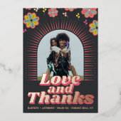 Tragere kracht 70's Retro Groovy Wedding Dank je Folie Uitnodiging (Voorkant)