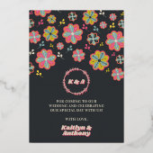 Tragere kracht 70's Retro Groovy Wedding Dank je Folie Uitnodiging (Achterkant)