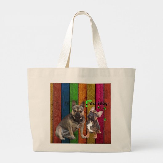 Tragetasche französische Bulldoggen  Grote Tote Bag (Achterkant)