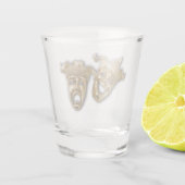 Tragummaskers van theater Golden Comedy Shot Glas (Achterkant)