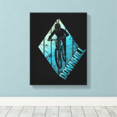 Trail Biking Downhill Mountain Biker Canvas Afdruk (Insitu (Houten vloer))