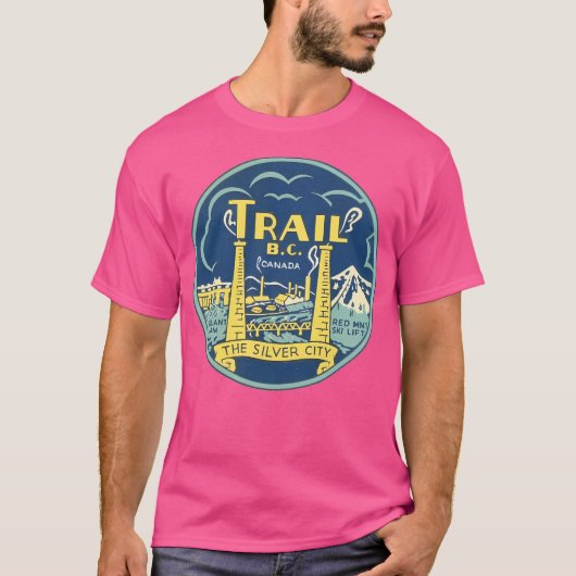 Trail British Columbia Vintage Travel Decal T-shirt (Voorkant)