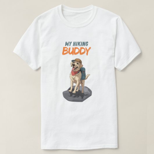 Trail Buddy – Hiking Labrador Adventure T-shirt (Design voorkant)