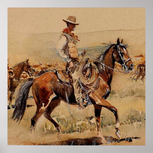 “Trail Drive” 2 Westerse kunst van Edward Borein Poster