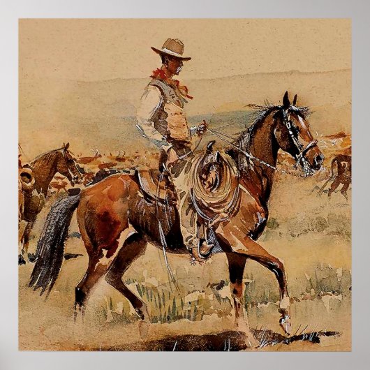 “Trail Drive” 2 Westerse kunst van Edward Borein Poster (Voorkant)