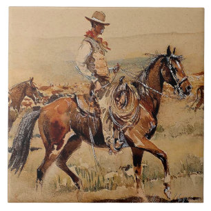 “Trail Drive”  2 Westerse kunst van Edward Borein Tegeltje