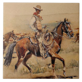 “Trail Drive” 2 Westerse kunst van Edward Borein Tegeltje