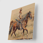 “Trail Drive”  2 Westerse Kunst van Edward Borein Vierkante Klok (Hoek)