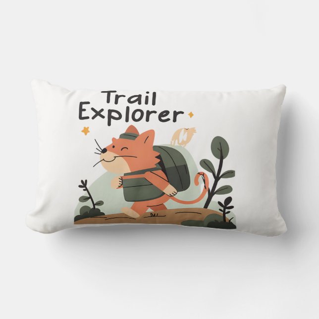 Trail Explorer Cat – Lumbar Pillow Kussen (Voorkant)