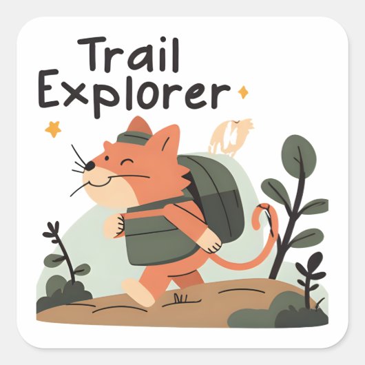Trail Explorer Cat – Sticker (Voorkant)