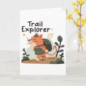 Trail Explorer Cat – Wenskaart Kaart (Gele Bloem)