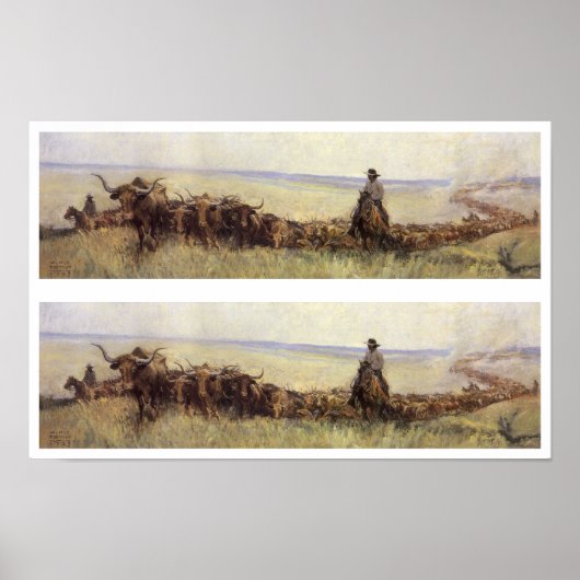Trail Herd naar Wyoming door WHD Koerner Poster (Voorkant)