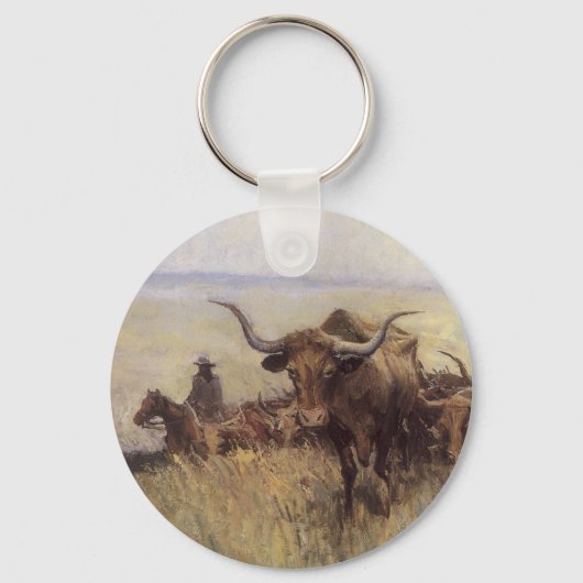 Trail Herd naar Wyoming door WHD Koerner Sleutelhanger (Voorkant)