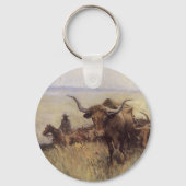 Trail Herd naar Wyoming door WHD Koerner Sleutelhanger (Achterkant)