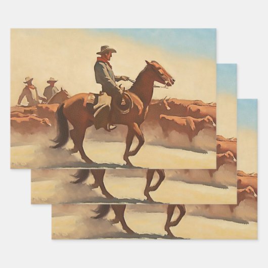 "Trail Herd" Westerne kunst van Maynard Dixon Inpakpapier Vel (Set)