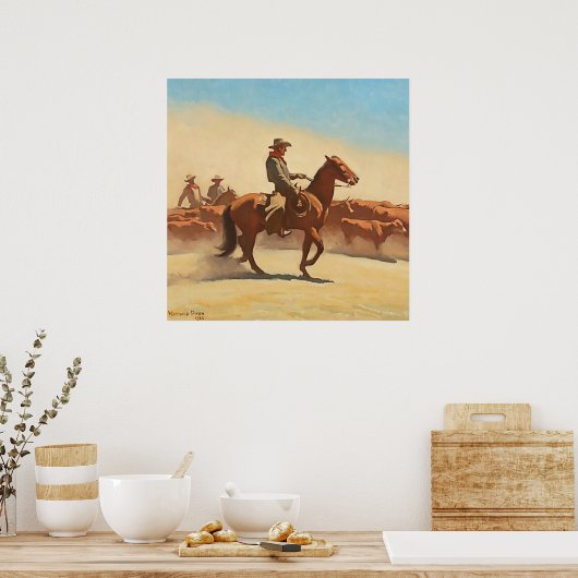 "Trail Herd" Westerne kunst van Maynard Dixon Poster (Keuken)