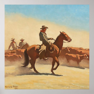 “Trail Herd” Westerse kunst van Maynard Dixon Poster