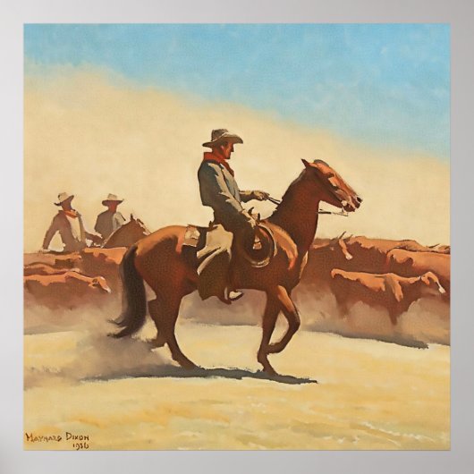 “Trail Herd” Westerse kunst van Maynard Dixon Poster (Voorkant)