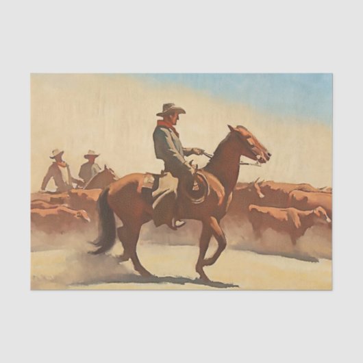 “Trail Herd” Westerse kunst van Maynard Dixon Tissuepapier (Voorkant)