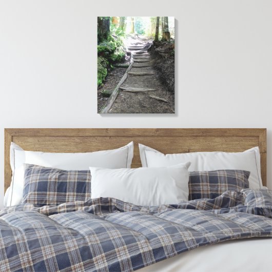 Trail in de Bossen van Mt Rainier Canvas Print (Insitu (Slaapkamer))