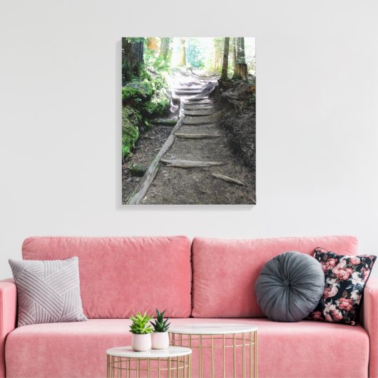 Trail in de Bossen van Mt Rainier Canvas Print (Insitu (Woonkamer))