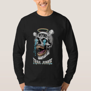Trail Junkie Schedel Grafische Glanzende Blauwe Tr T-shirt