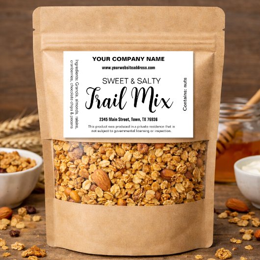 Trail Mix Aanpasbare Zelfgemaakte Label Gran_03b Voedselcontainer Etiket