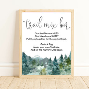 Trail mix bar bord rustieke bergen poster