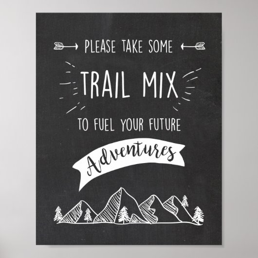 Trail mix Bar Sign Adventure tabelteken Birthday Poster (Voorkant)