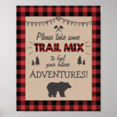 Trail mix Bar Sign Lumberjack table sign Birthday Poster (Voorkant)