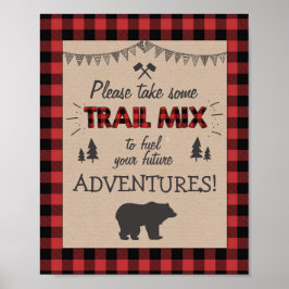 Trail mix Bar Sign Lumberjack table sign Birthday Poster