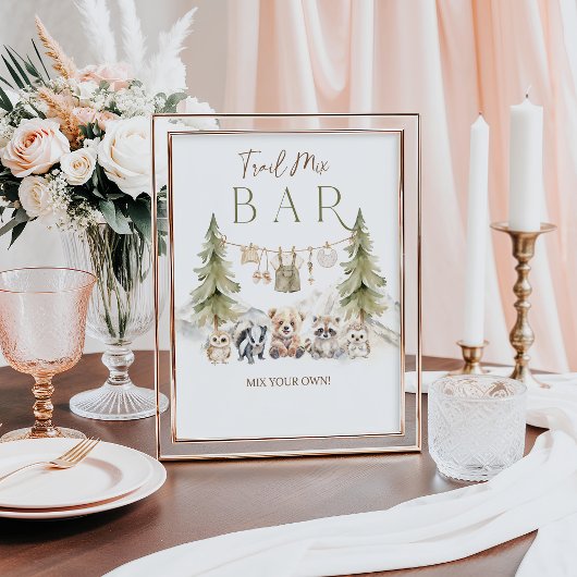 Trail Mix Bar Woodland Adventure Boy Baby Shower Poster