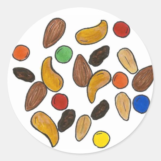 Trail Mix Camping Summer Camp Snack Food Nuts Ronde Sticker (Voorkant)
