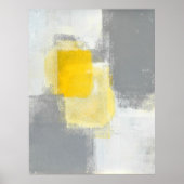 'Trail Mix' Grijze en gele Abstracte kunst Poster (Voorkant)