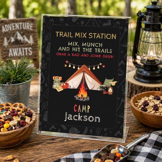 Trail Mix Station Bord voor Camping Verjaardagsfee