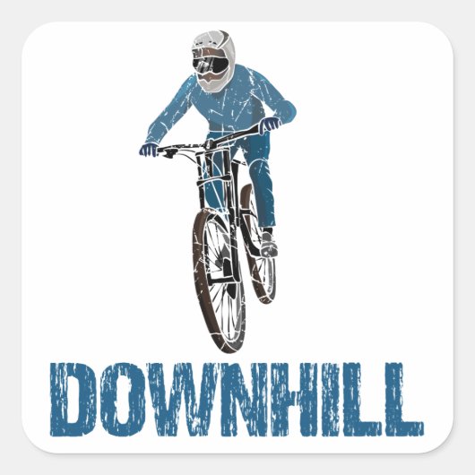 Trail Mountain Biker Downhill Vierkante Sticker (Voorkant)