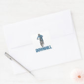Trail Mountain Biker Downhill Vierkante Sticker (Envelop)