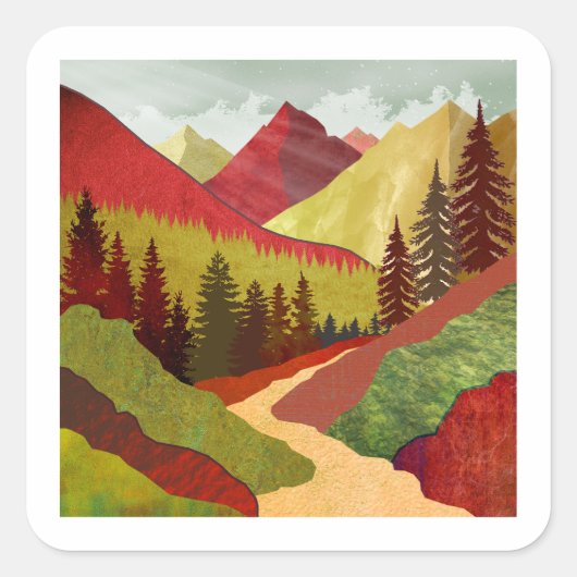 Trail naar de hemel vierkante sticker (Voorkant)